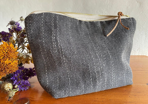 Grey Cotton Makeup Bag