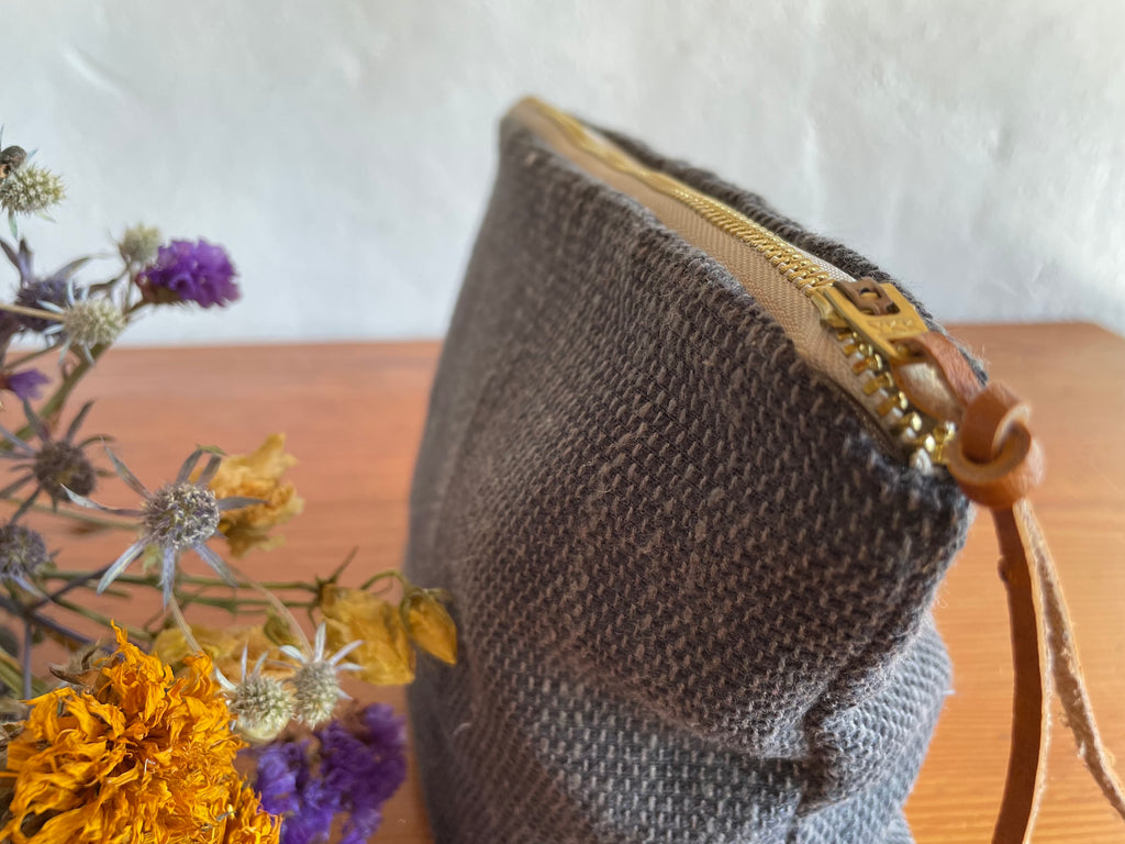 Grey Cotton Makeup Bag