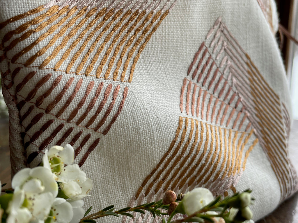 Linen Embroidered Modern Makeup Bag