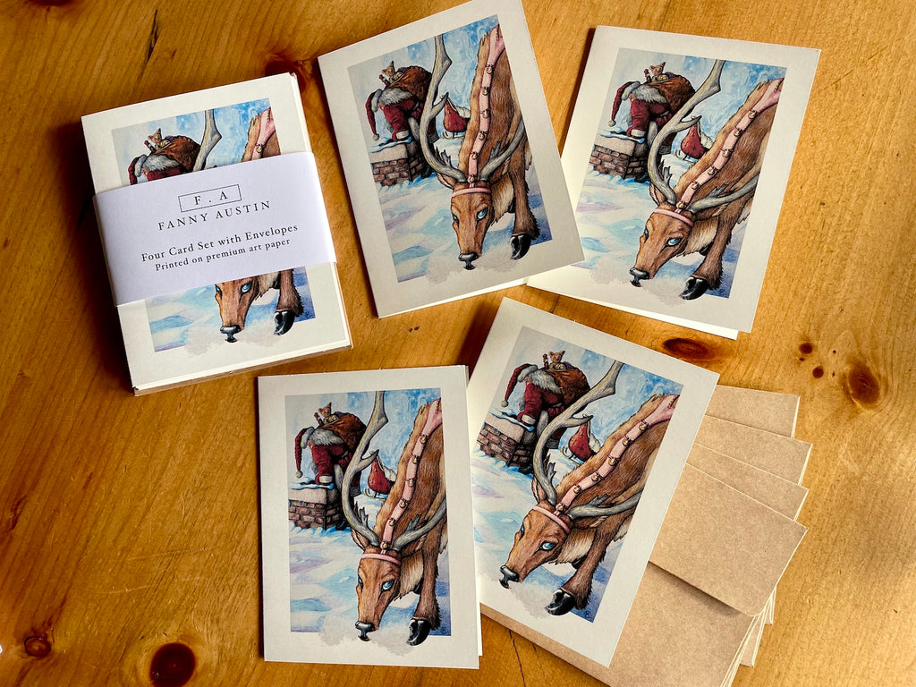 Christmas Card Set, Santa & Rudolph