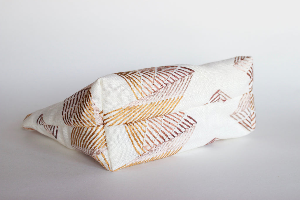 Linen Embroidered Modern Makeup Bag