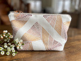 Linen Embroidered Modern Makeup Bag