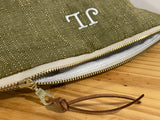 Olive Green Monogram Makeup Bag